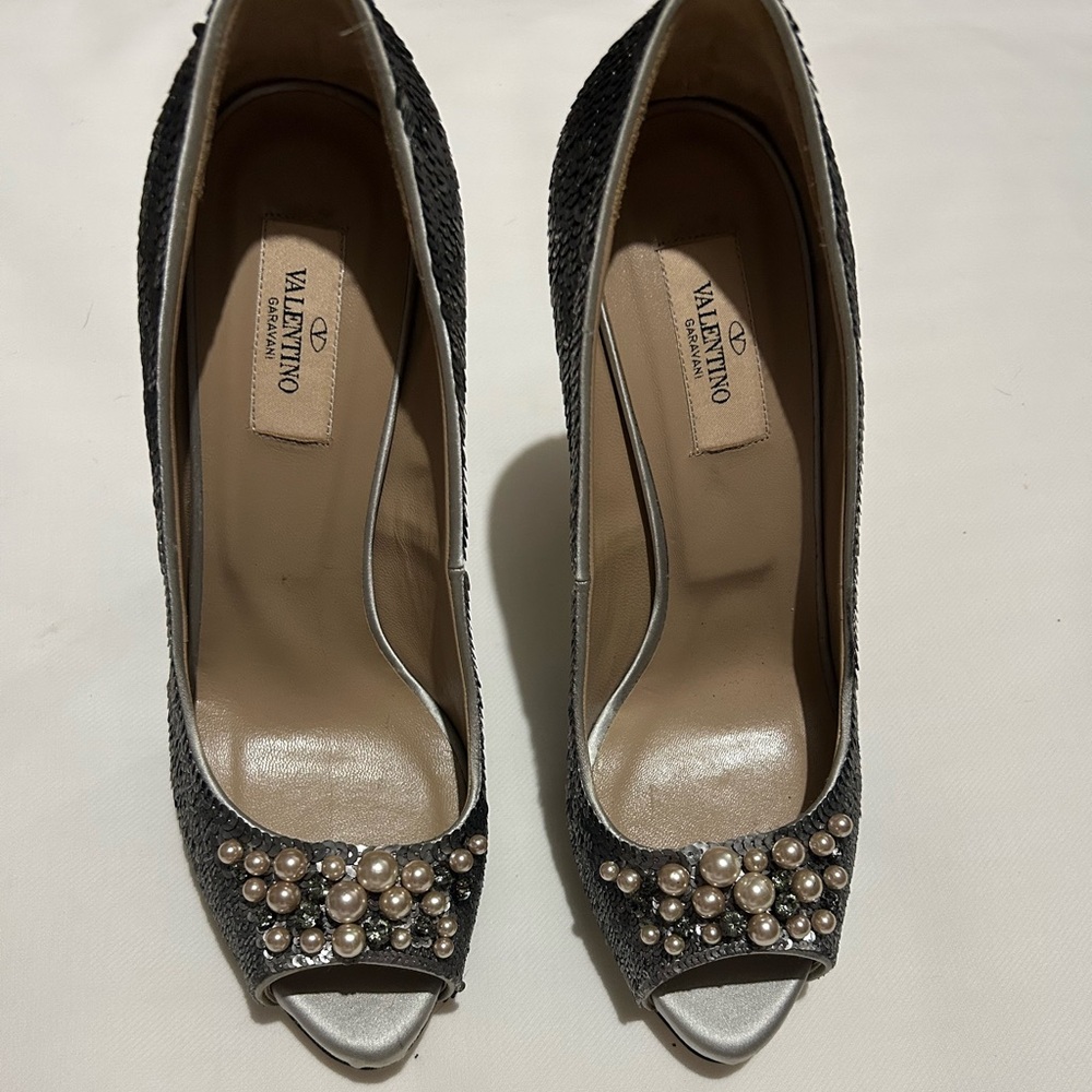 Valentino garavani sequin peep to pumps - Picture 5 of 16